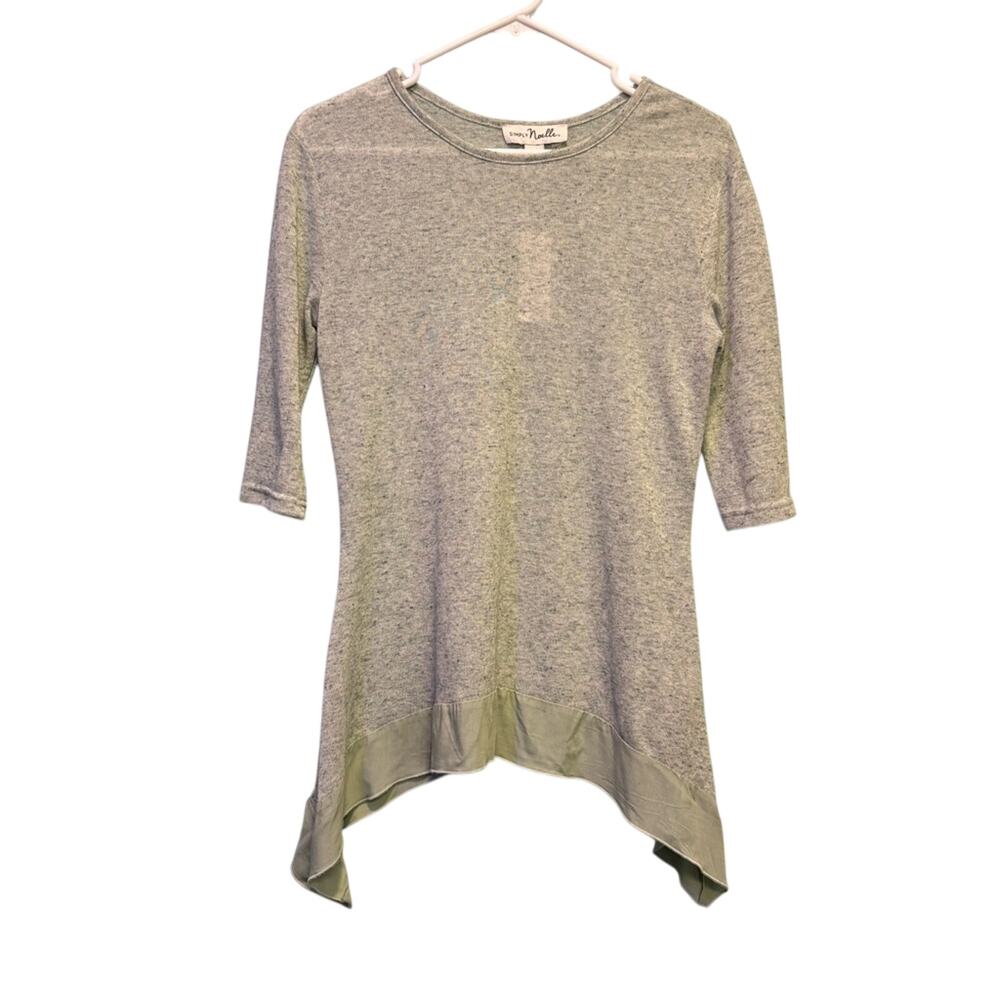 NWT Simply Noelle Heather Green Asymmetrical 3/4 Sleeve Tunic Size S/M